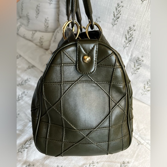 Dior Dark Olive Green Cannage Leather Granville Polochon Satchel - Picture 6 of 14